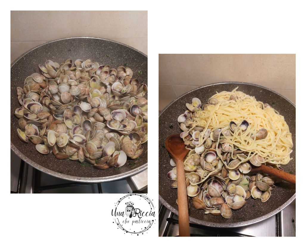saltear pasta con almejas