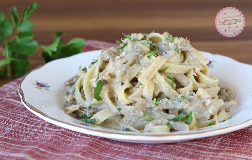 tagliatelle con alcachofas