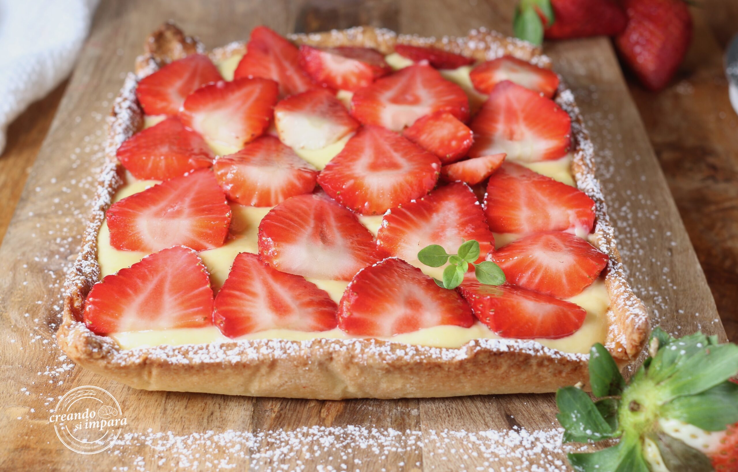 Tarta de fresas con crema