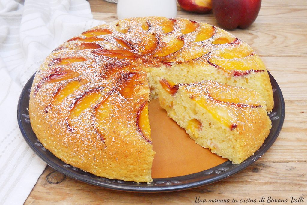 tarta de melocotones en sartén