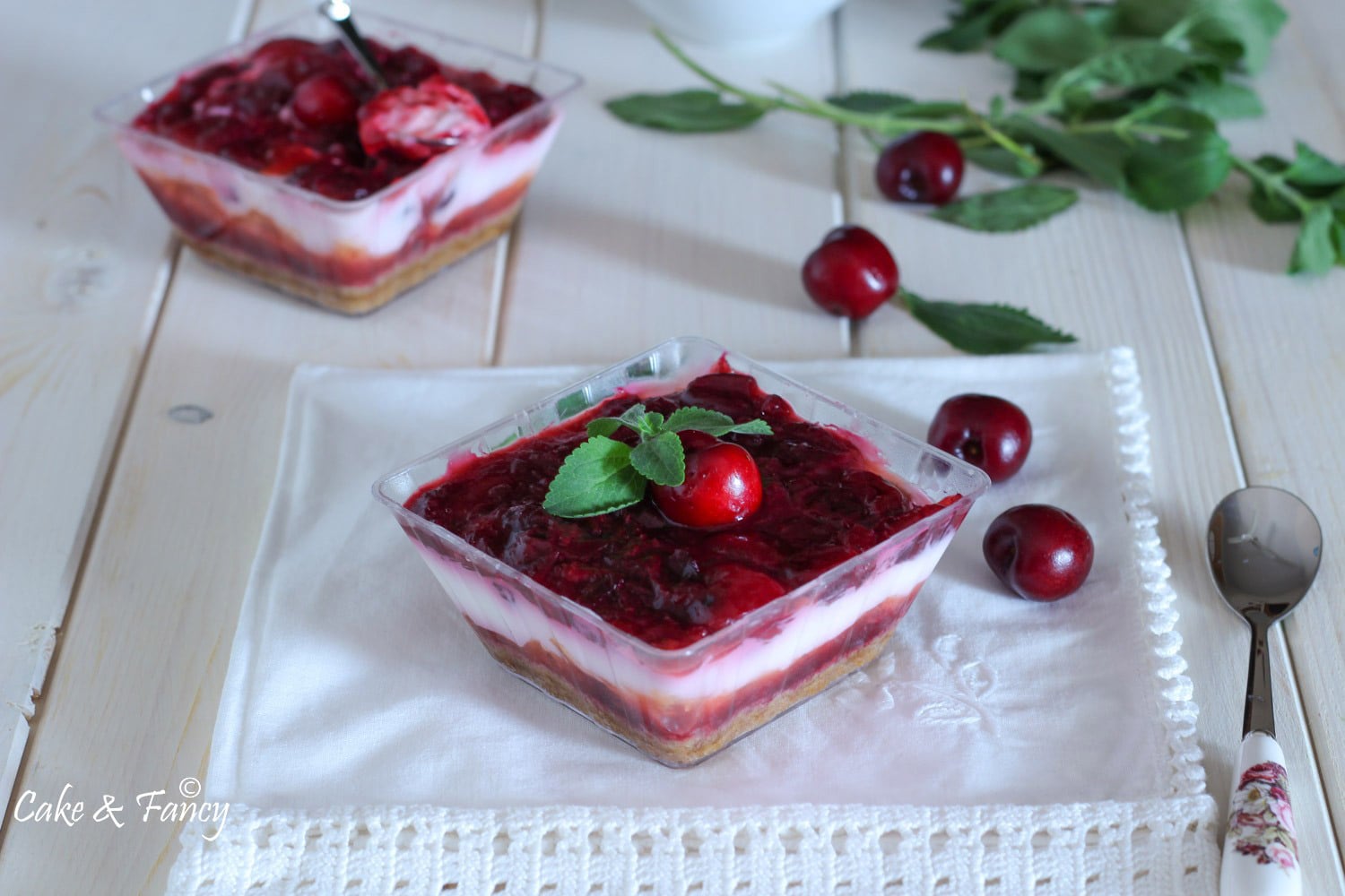 Tarta de queso rápidas con cerezas