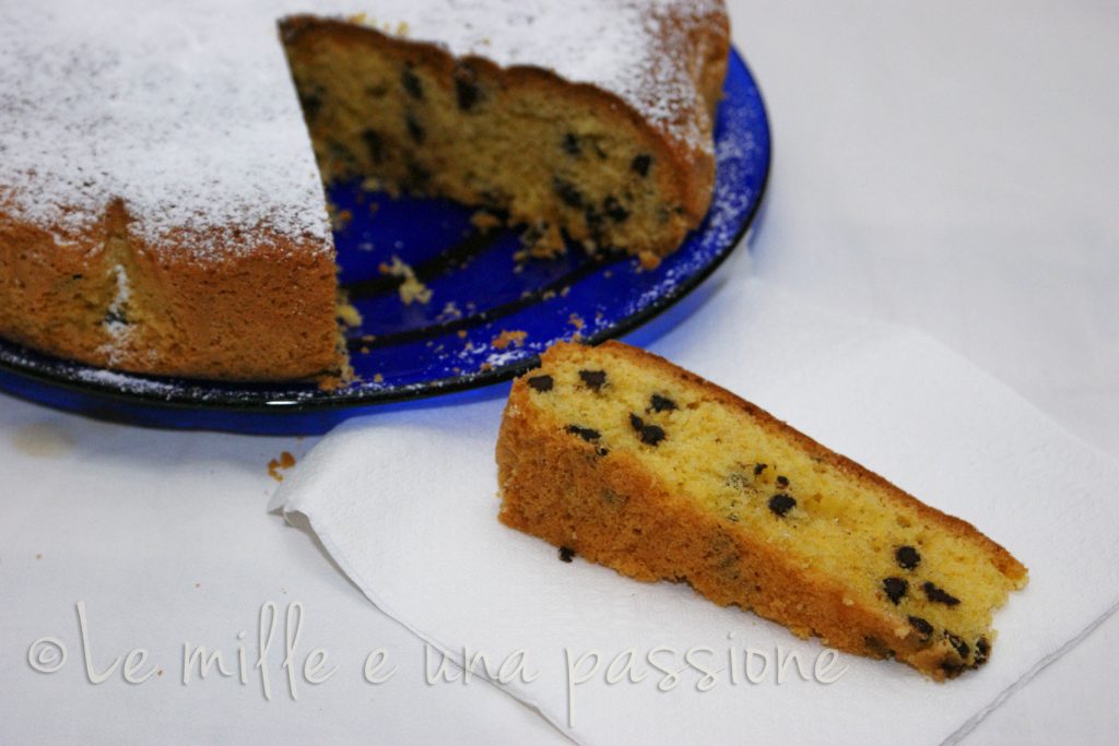 Tarta rápida con pepitas de chocolate y coco