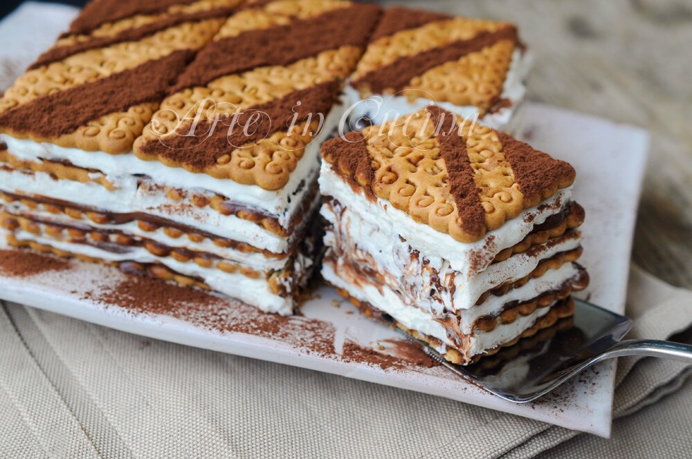 TARTA de NUTELLA y CREMA de LECHE postre frío