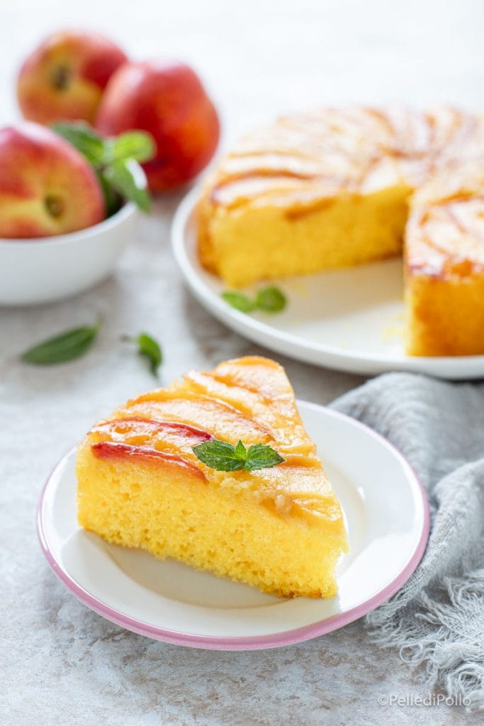 tarta al revés de melocotones