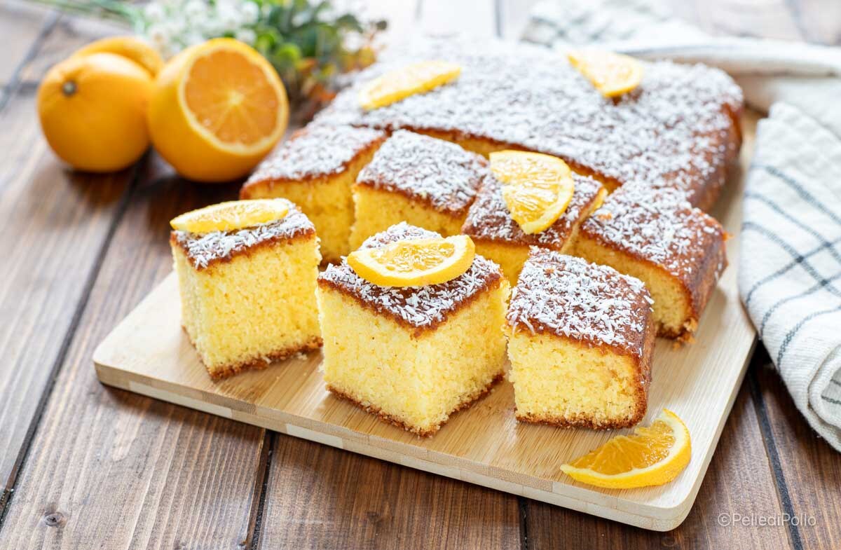 Tarta de naranja y coco