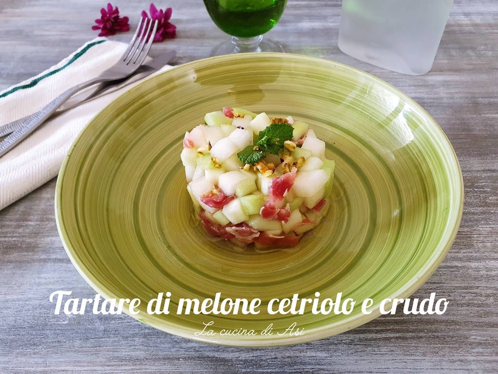 Tartar de melón, pepino y jamón serrano
