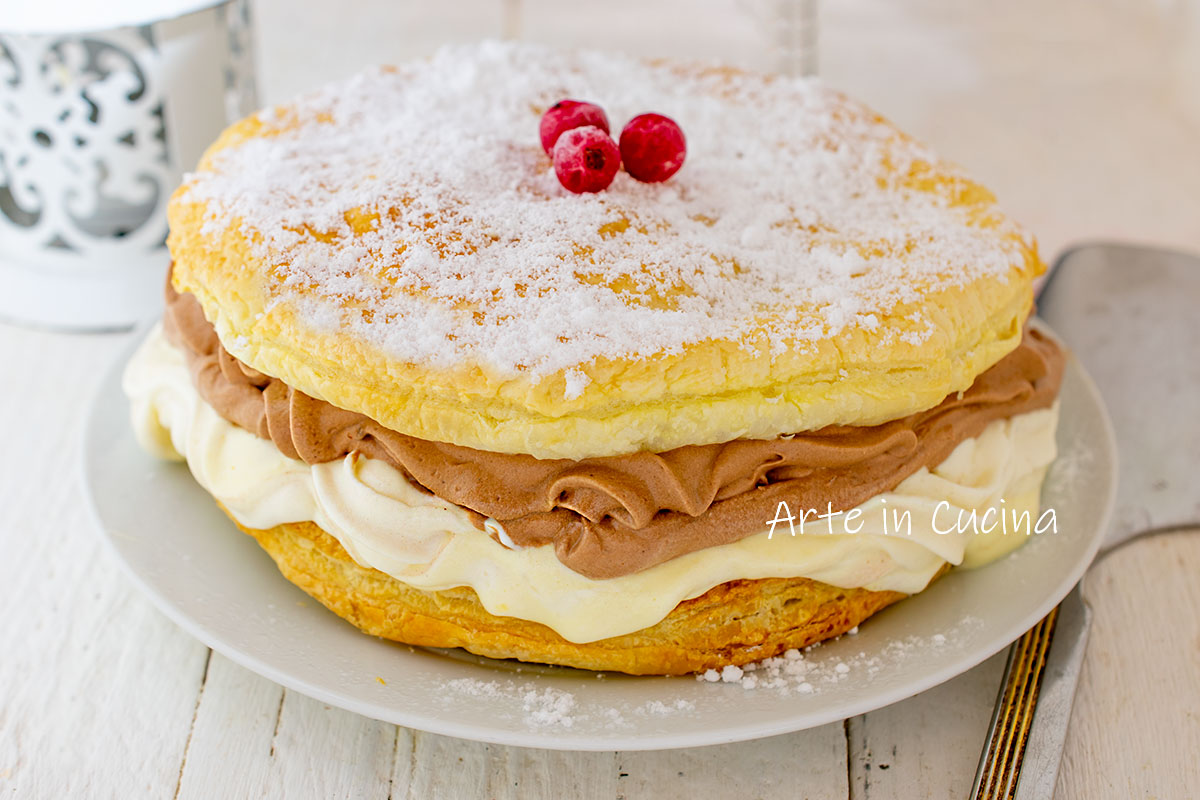 Tarta milhojas tiramisú y chocolate