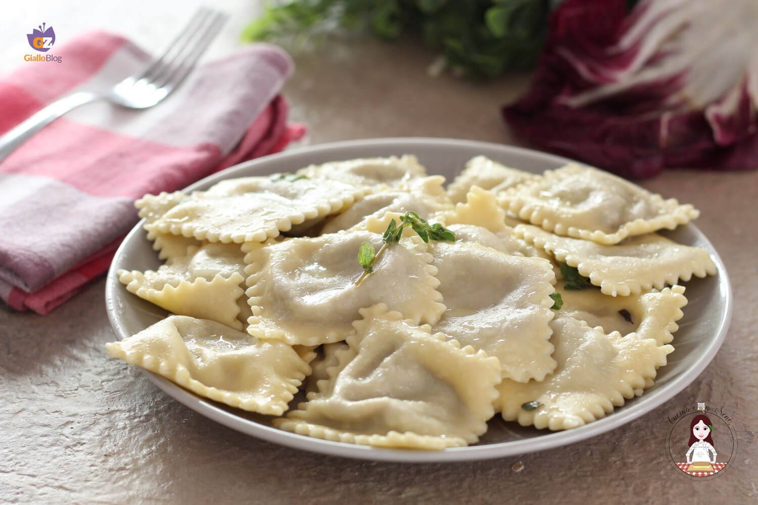 Raviolis con radicchio