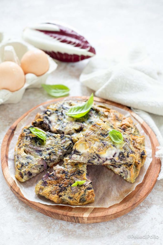 tortilla con achicoria roja y provola