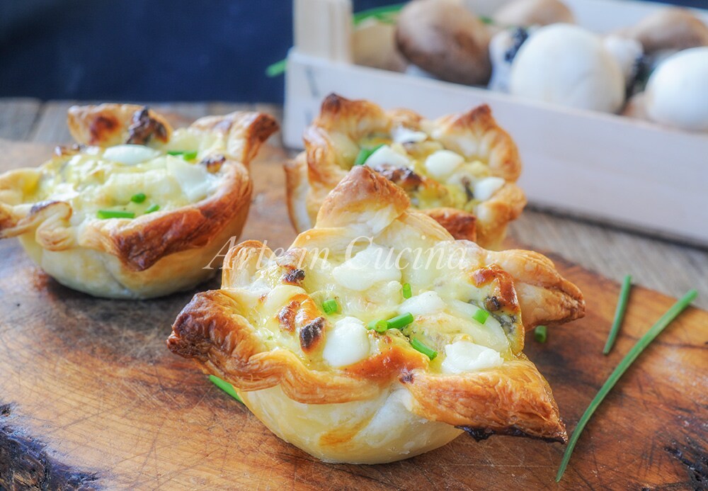 Pastelitos de hojaldre queso y setas receta rápida vickyart arte en cocina