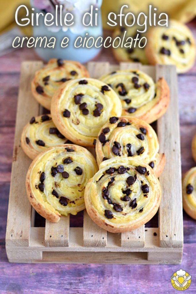 v_ rollitos de hojaldre con crema y gotas de chocolate receta dulce rápida fácil con hojaldre rectangular merienda niños el chicco di mais