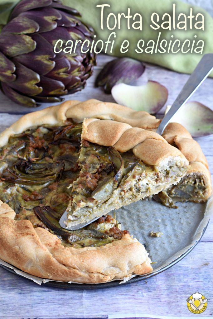 v_ tarta salada con alcachofas y salchicha receta para pascua y pasquetta con masa quebrada el chicco di mais