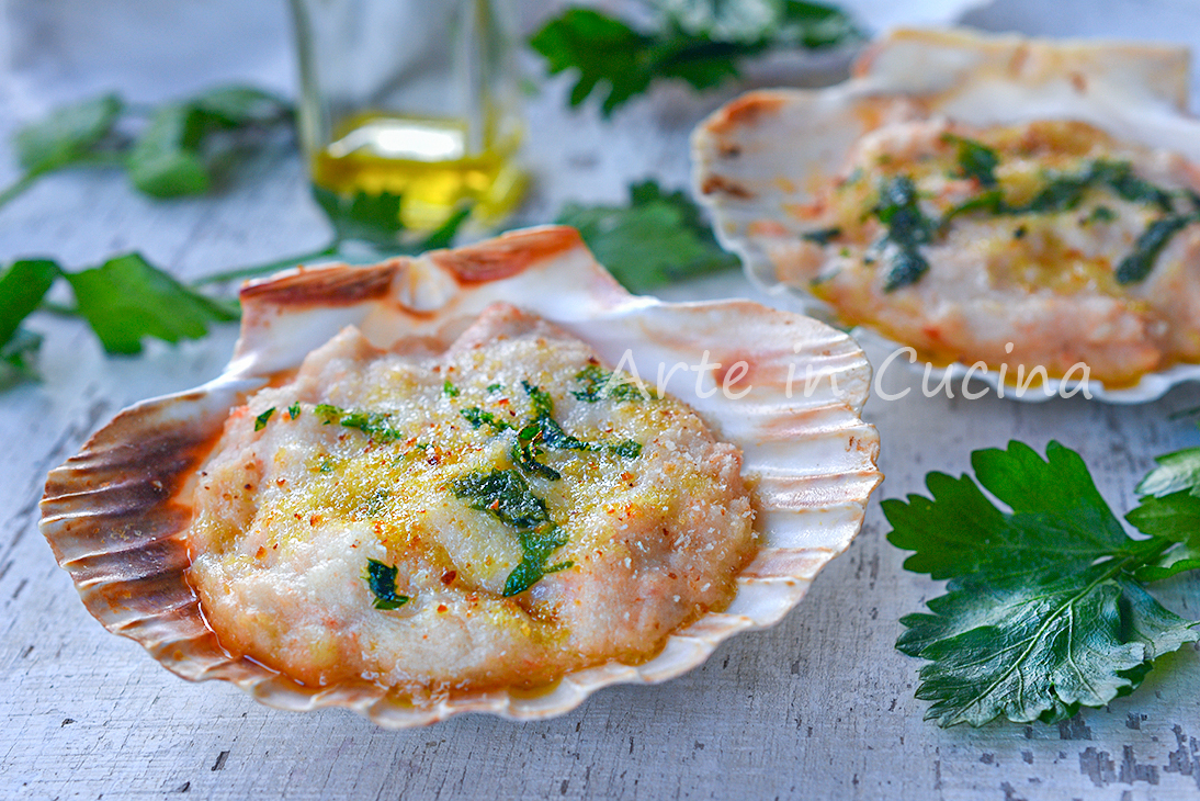 Vieiras al salmón gratinadas