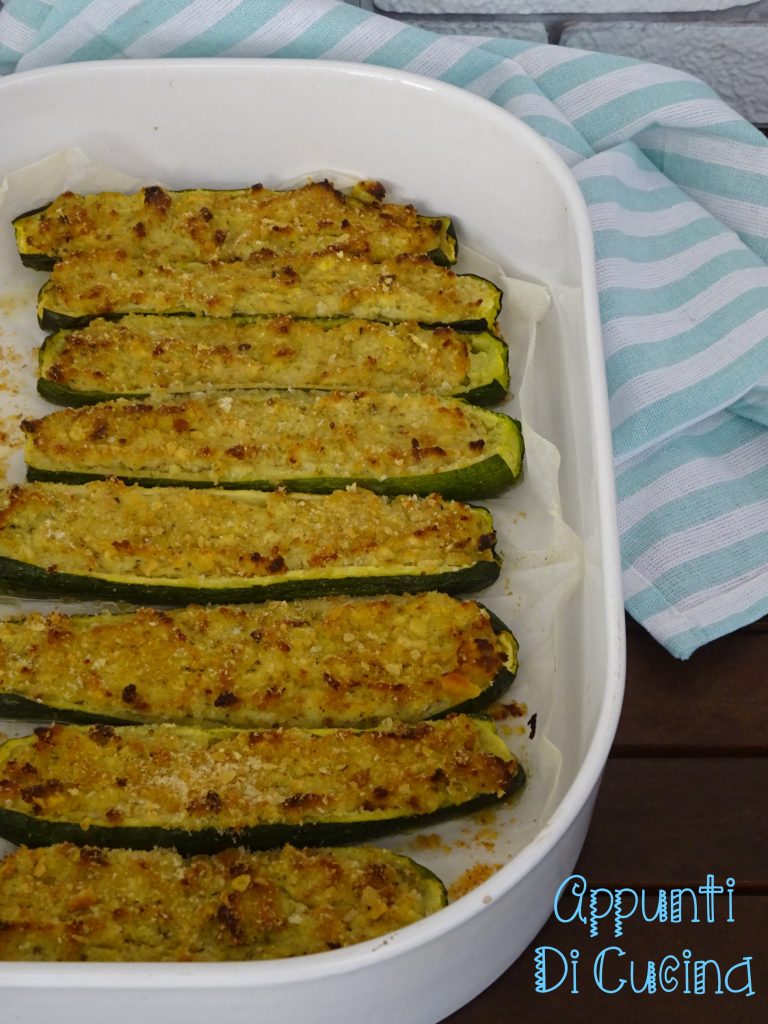 Calabacines rellenos con pesto y ricotta
