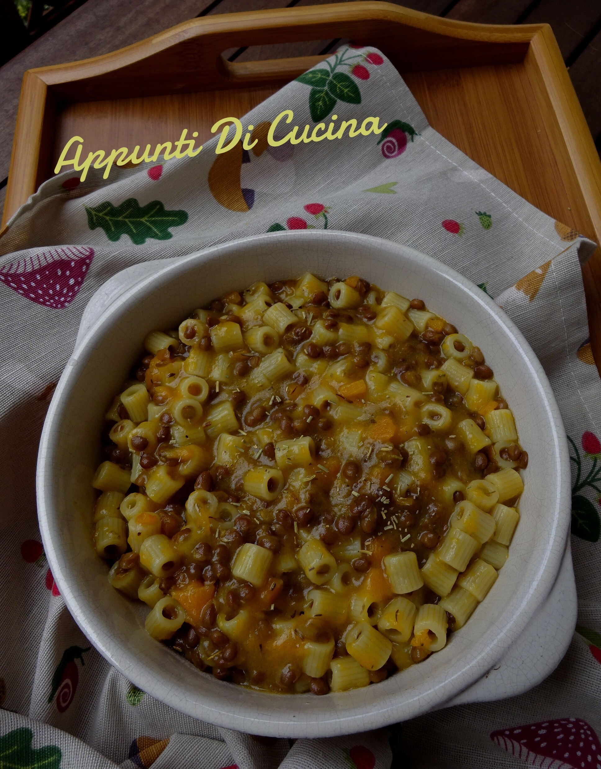 PASTA CALABAZA Y LENTEJAS