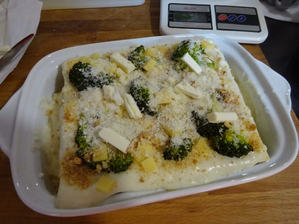 Lasaña de brócoli y amaretti