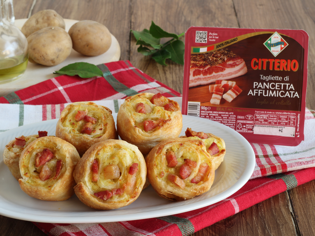 ESPIRALES DE PATATA Y TAQUITOS DE PANCETA AHUMADA CITTERIO