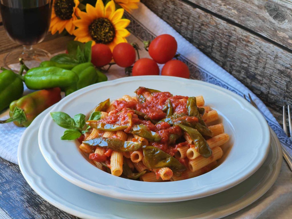 Pasta con pimientos verdes