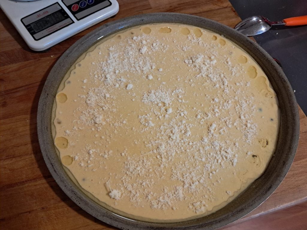 Focaccia de garbanzos y Grana