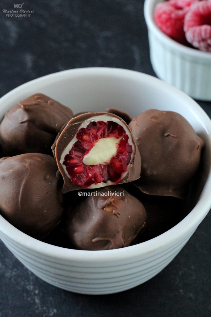 Bombones con frambuesas