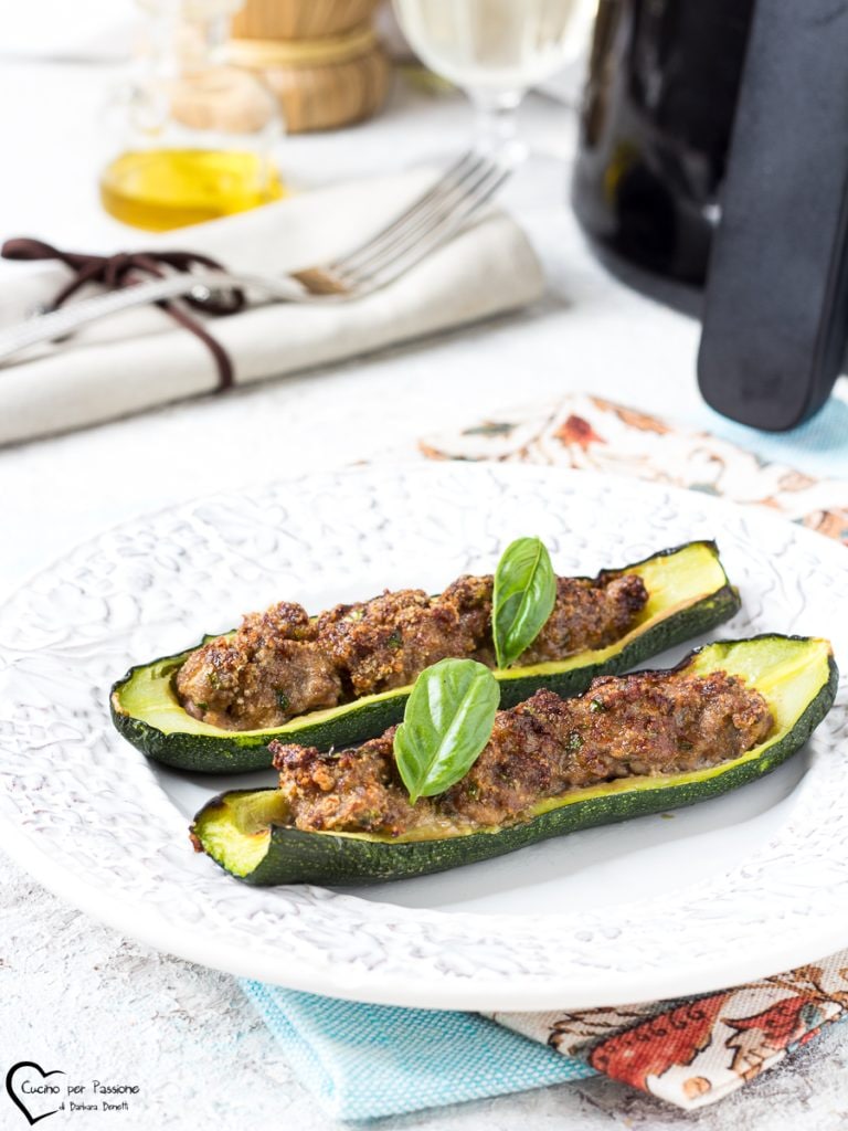 Calabacines rellenos en freidora de aire