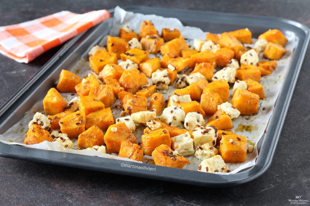 Calabaza con feta al horno