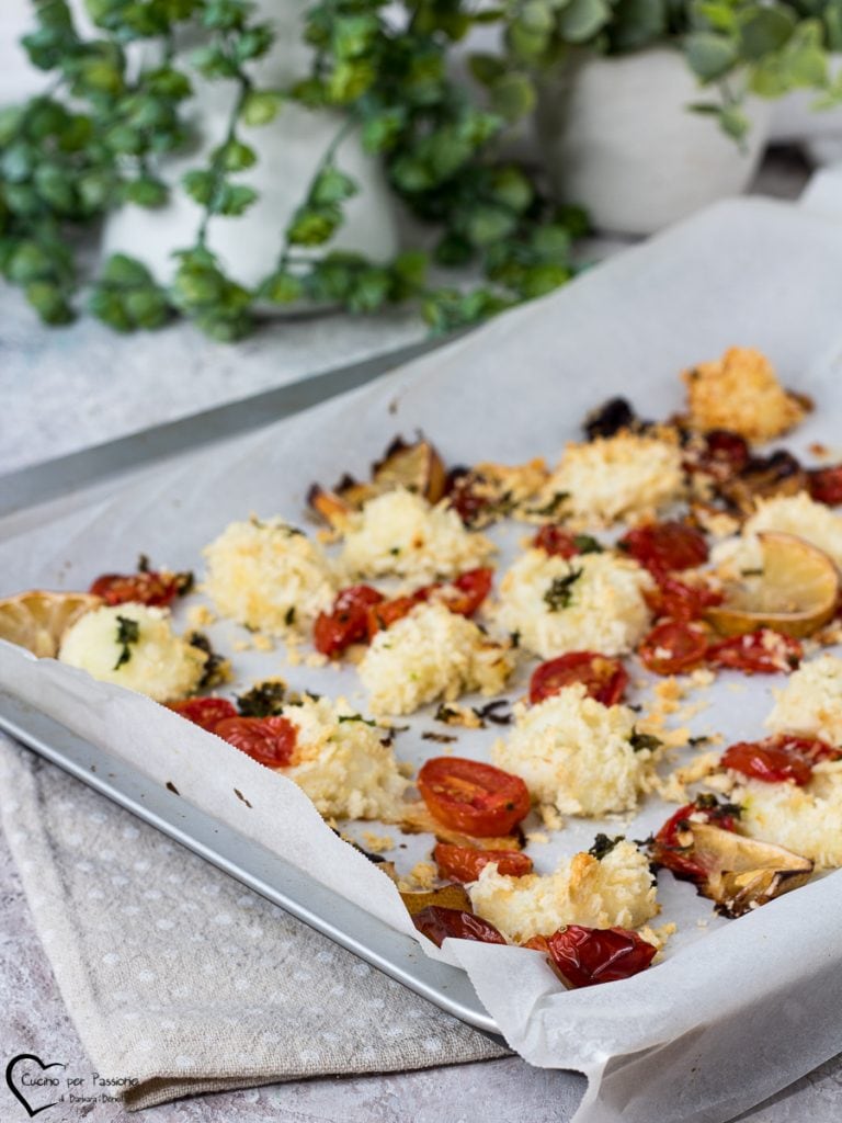 Calamares gratinados al horno con tomatitos