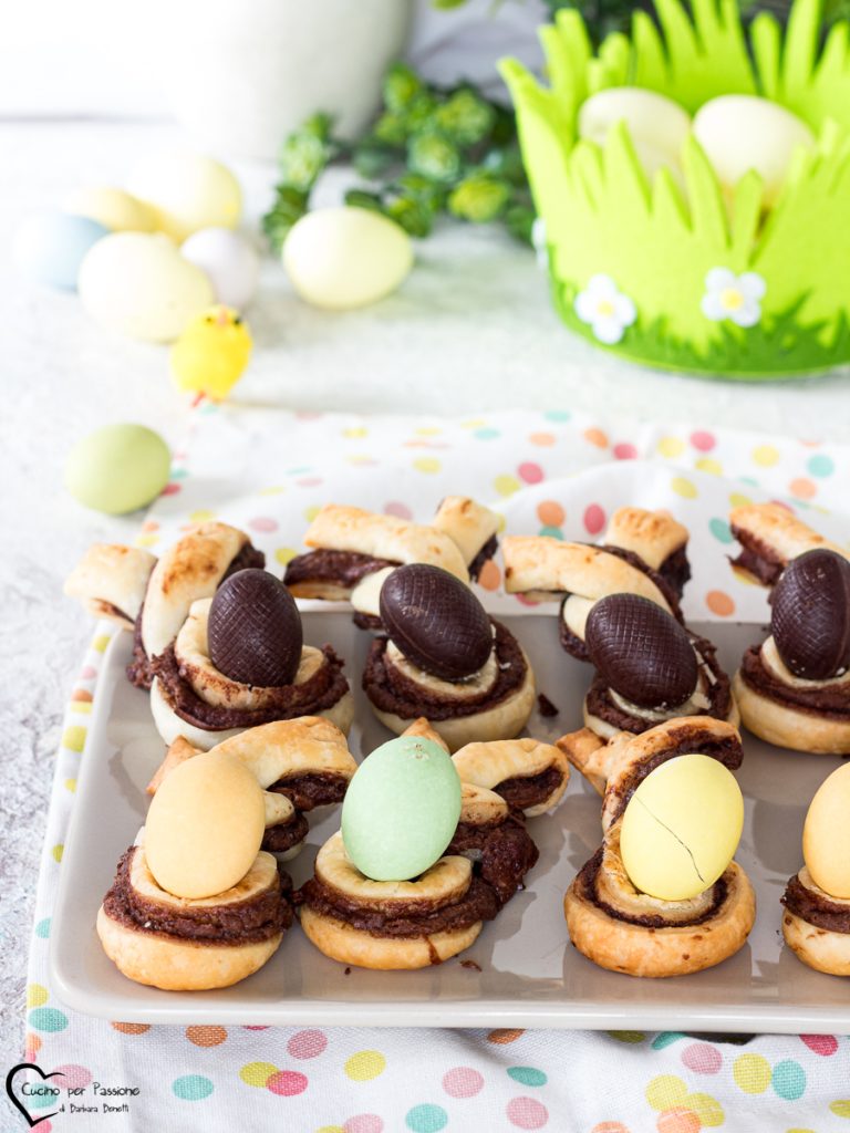 Conejitos de hojaldre al chocolate