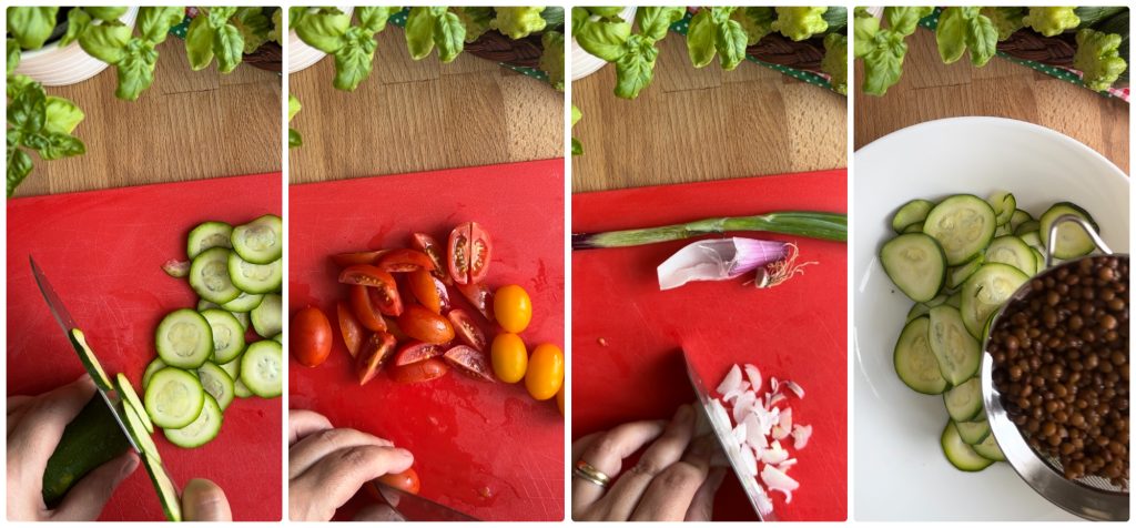 Ensalada de Lentejas de Verano con calabacines fácil y rápida