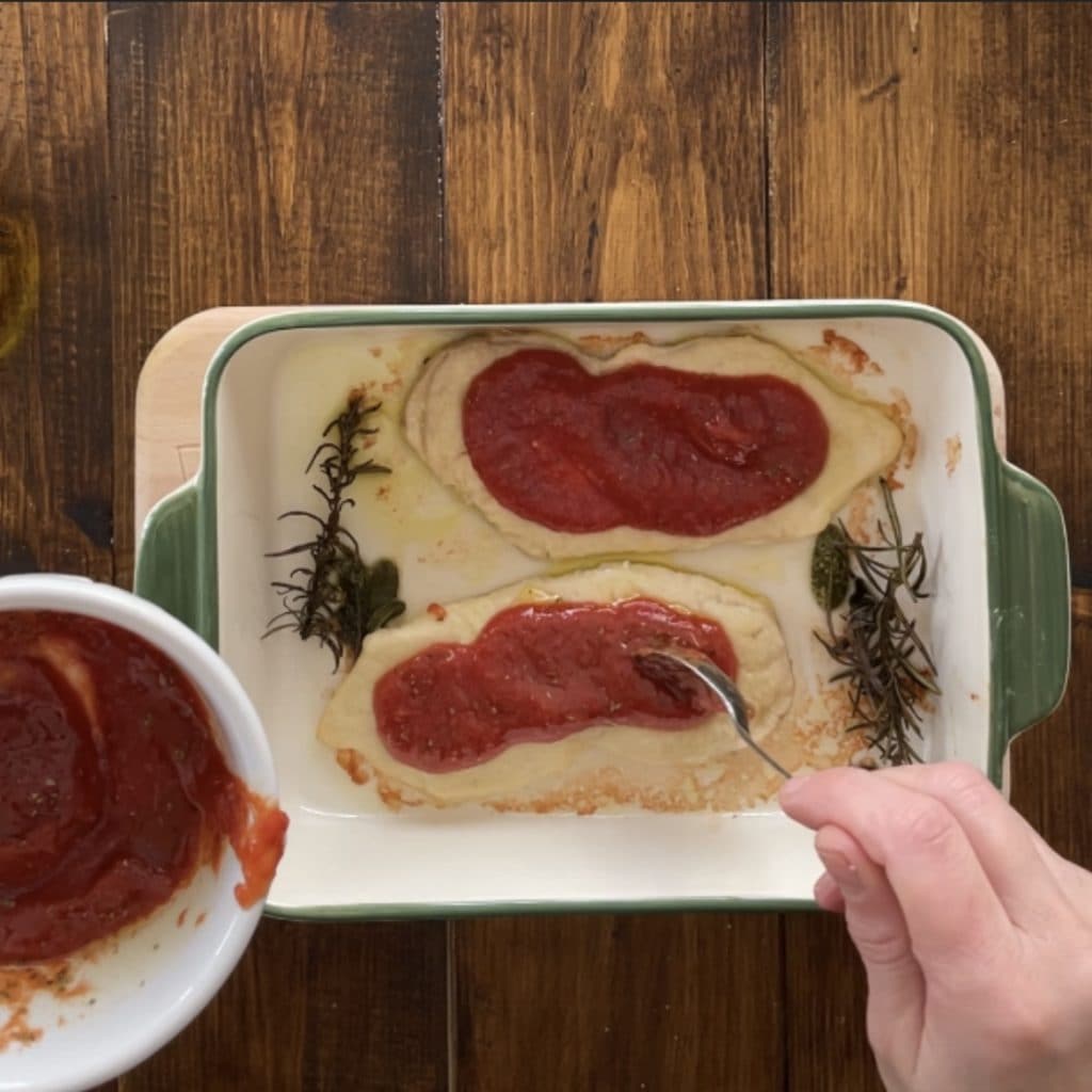 Escalopines de pollo a la pizzaiola