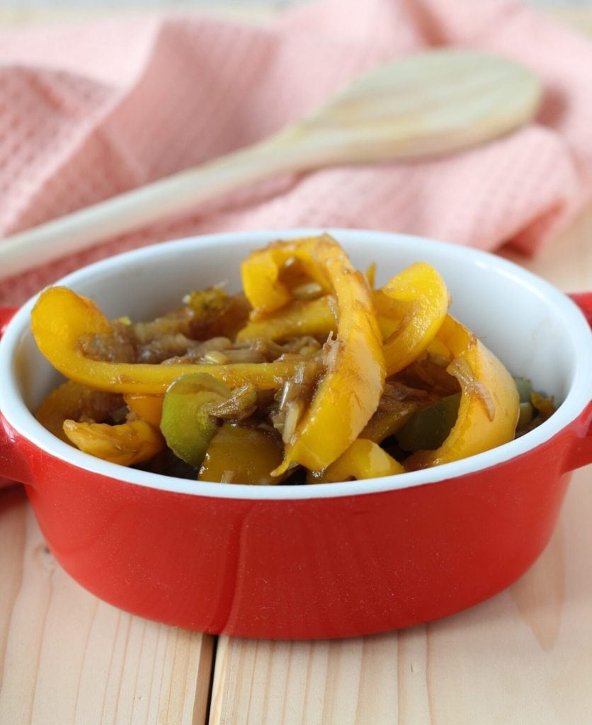 pimientos y puerros con vinagre balsámico