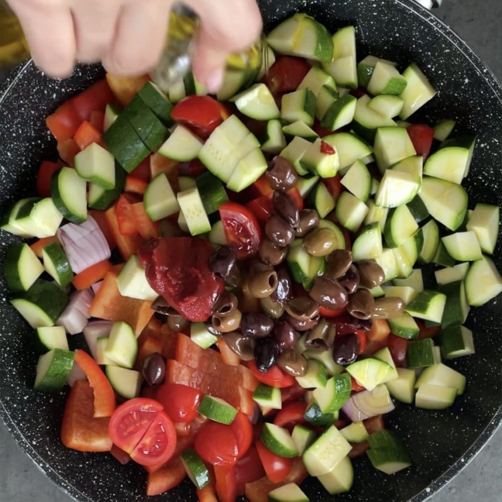 Lasaña con pan carasau y verduras