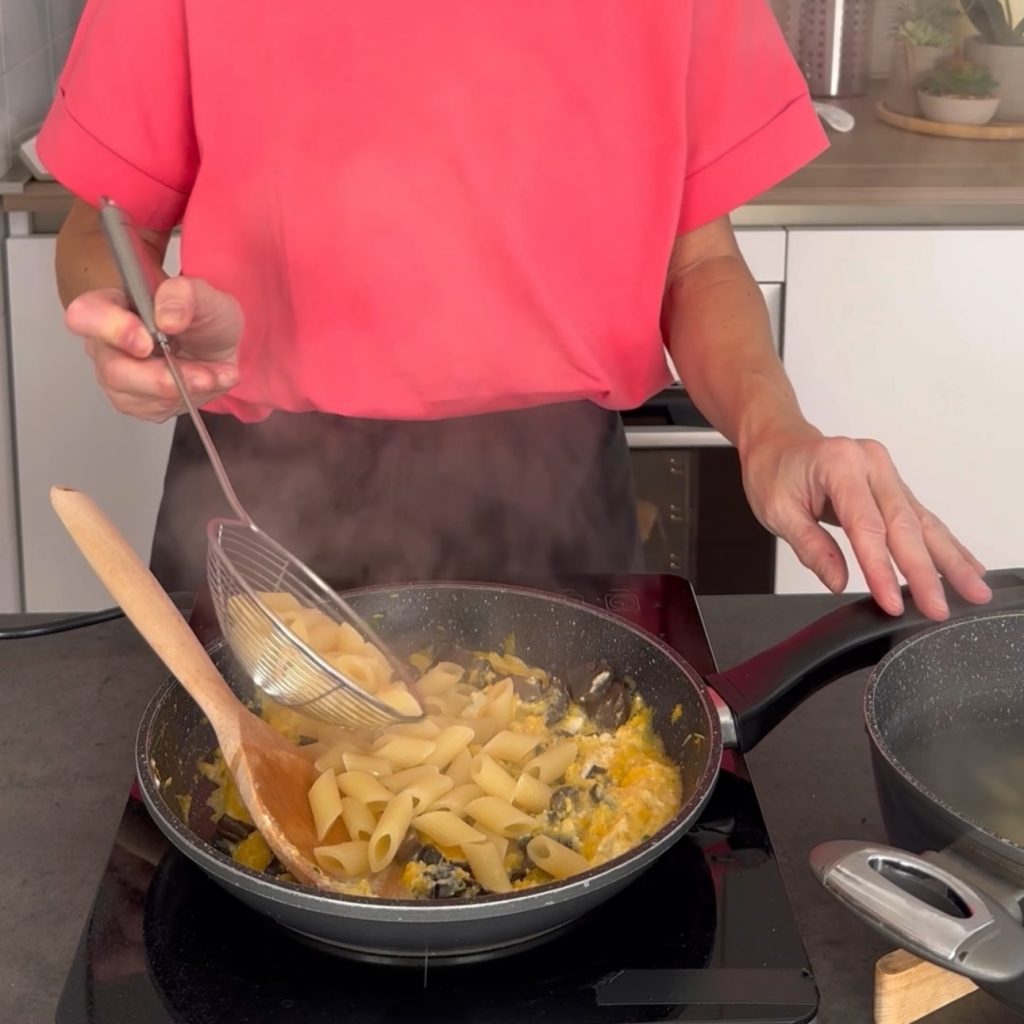 Pasta con calabaza y ricotta