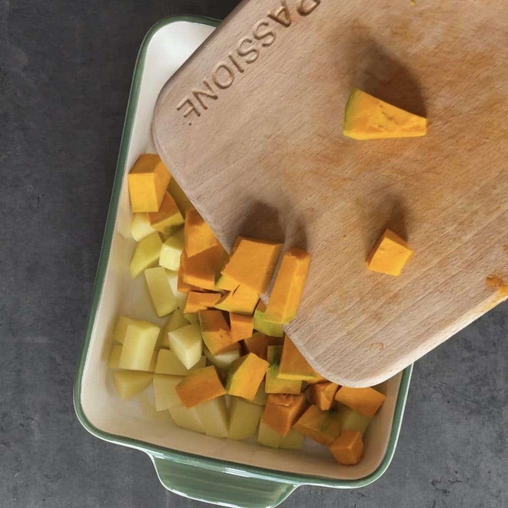 Pechuga de pollo con calabaza y patatas