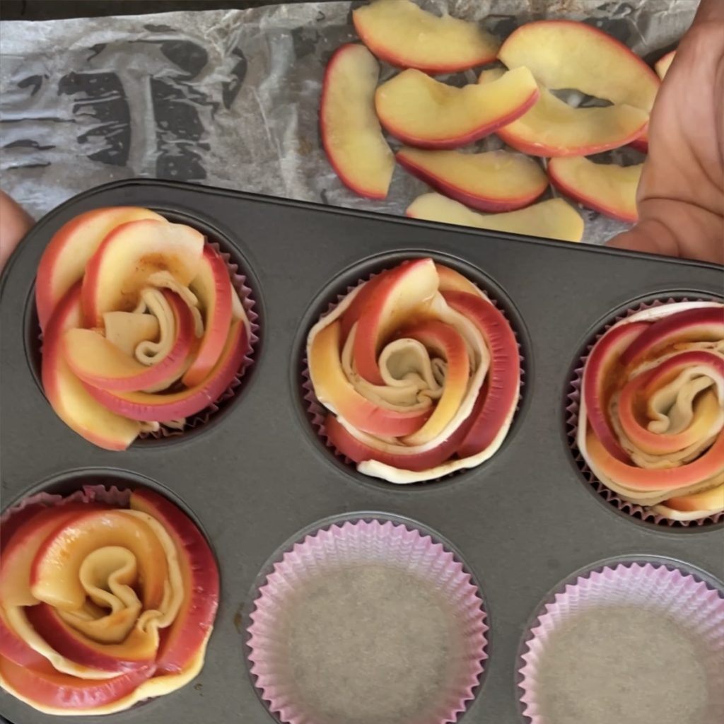 Rosa de manzanas y masa de hojaldre