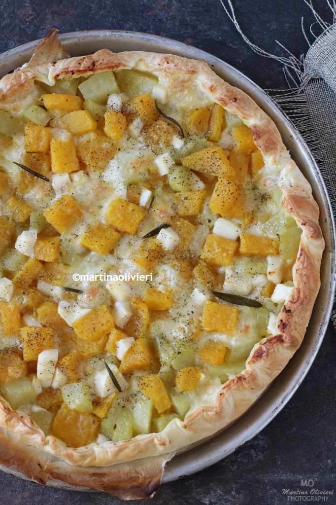 Tarta salada con calabaza y patatas