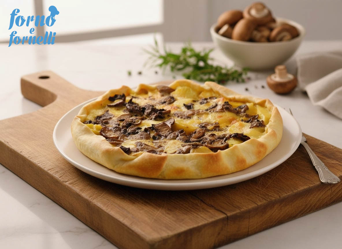 Tarta salada con champiñones y patatas