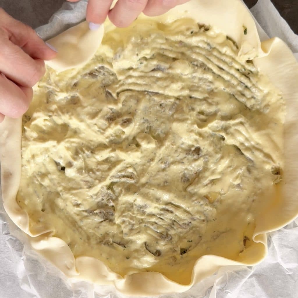 Tarta salada de alcachofas y ricotta