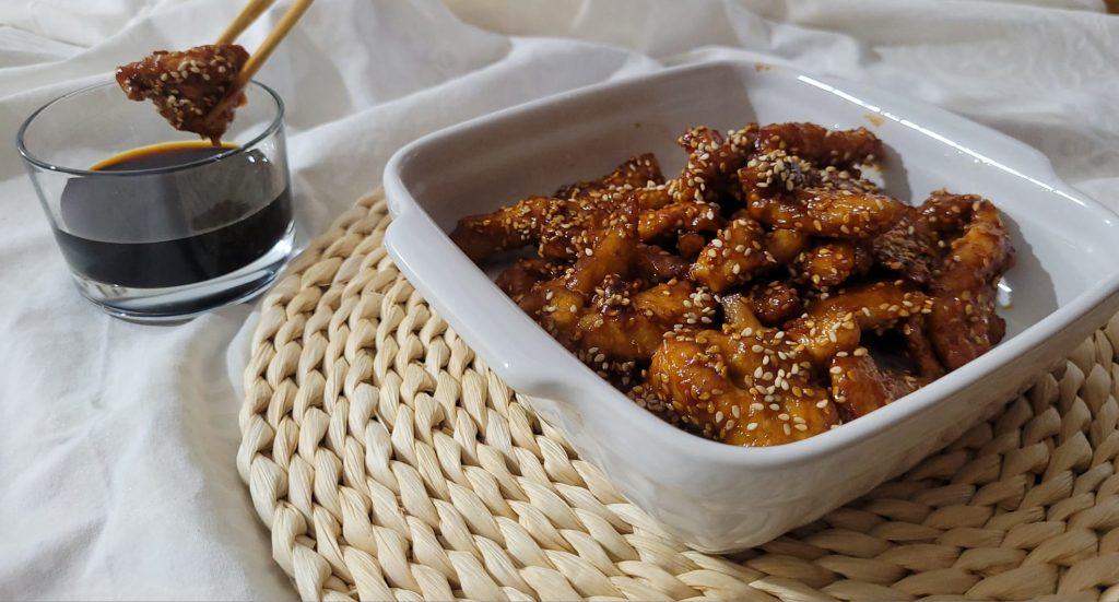 Tiras de Pollo Agridulce en Freidora de Aire