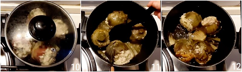 alcachofas rellenas a la sartén con miga de pan panceta queso receta sabrosa el chicco di mais 4 cocer en olla