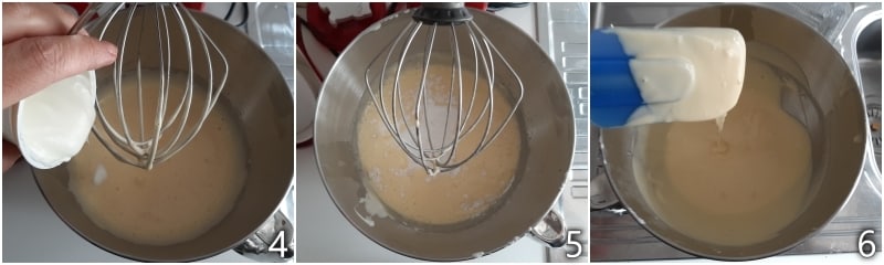 b. añadir el yogur a la masa de la base