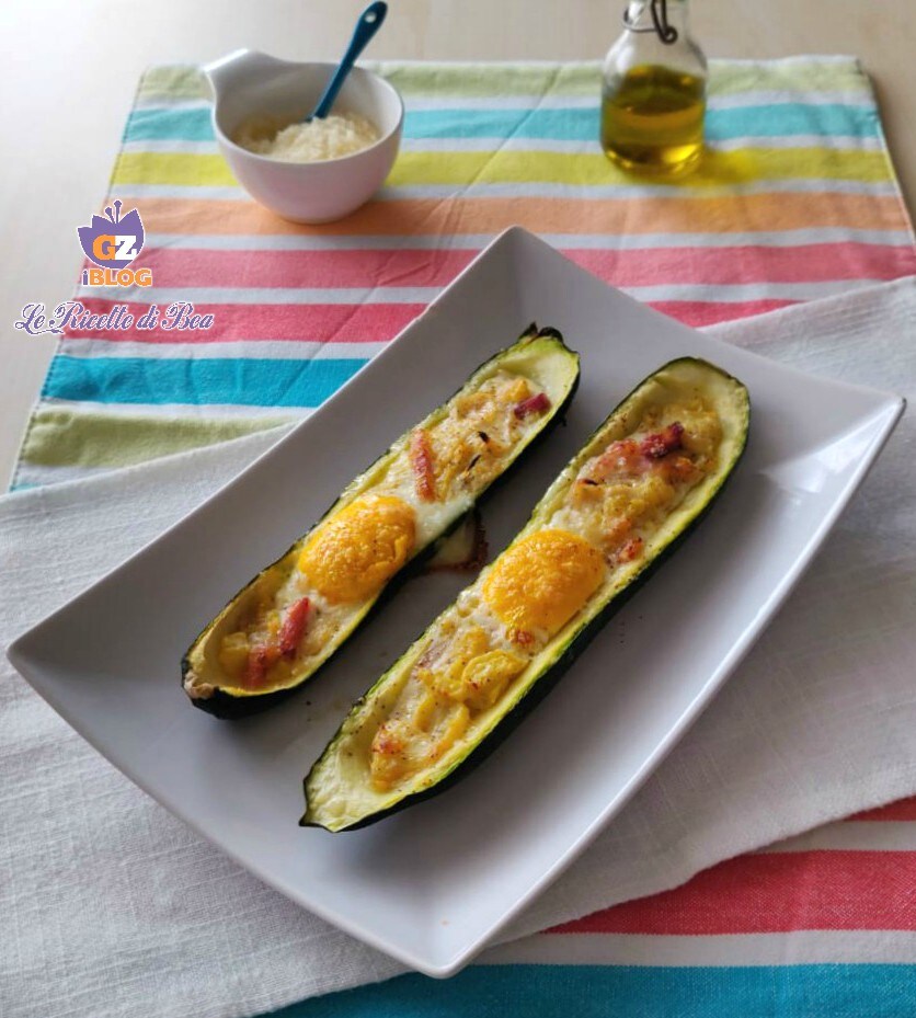 calabacines con bacon y huevos