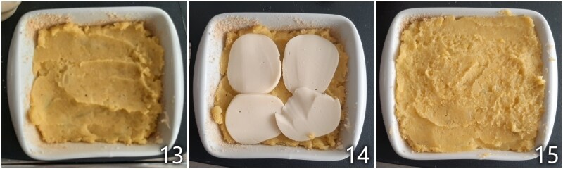 e. rellenar el pastel de coliflor con la scamorza