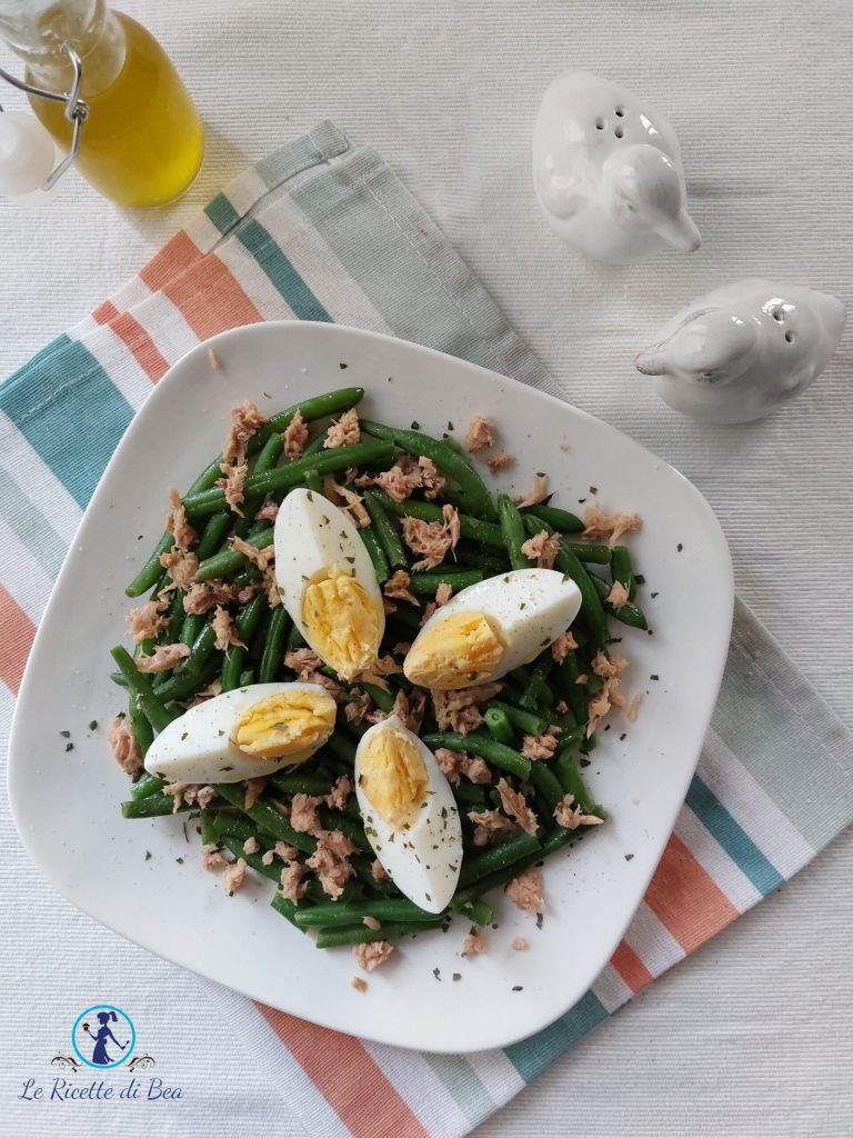 ensalada de judías verdes atún y huevos