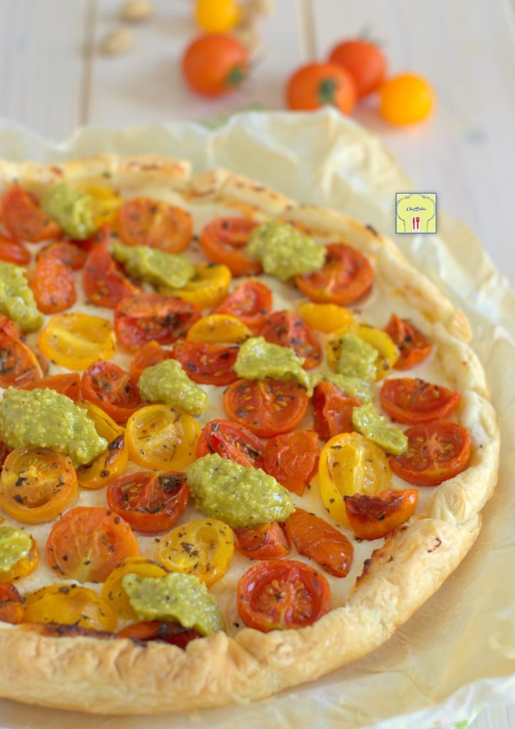 hojaldre de tomatitos ricotta y pistachos gp
