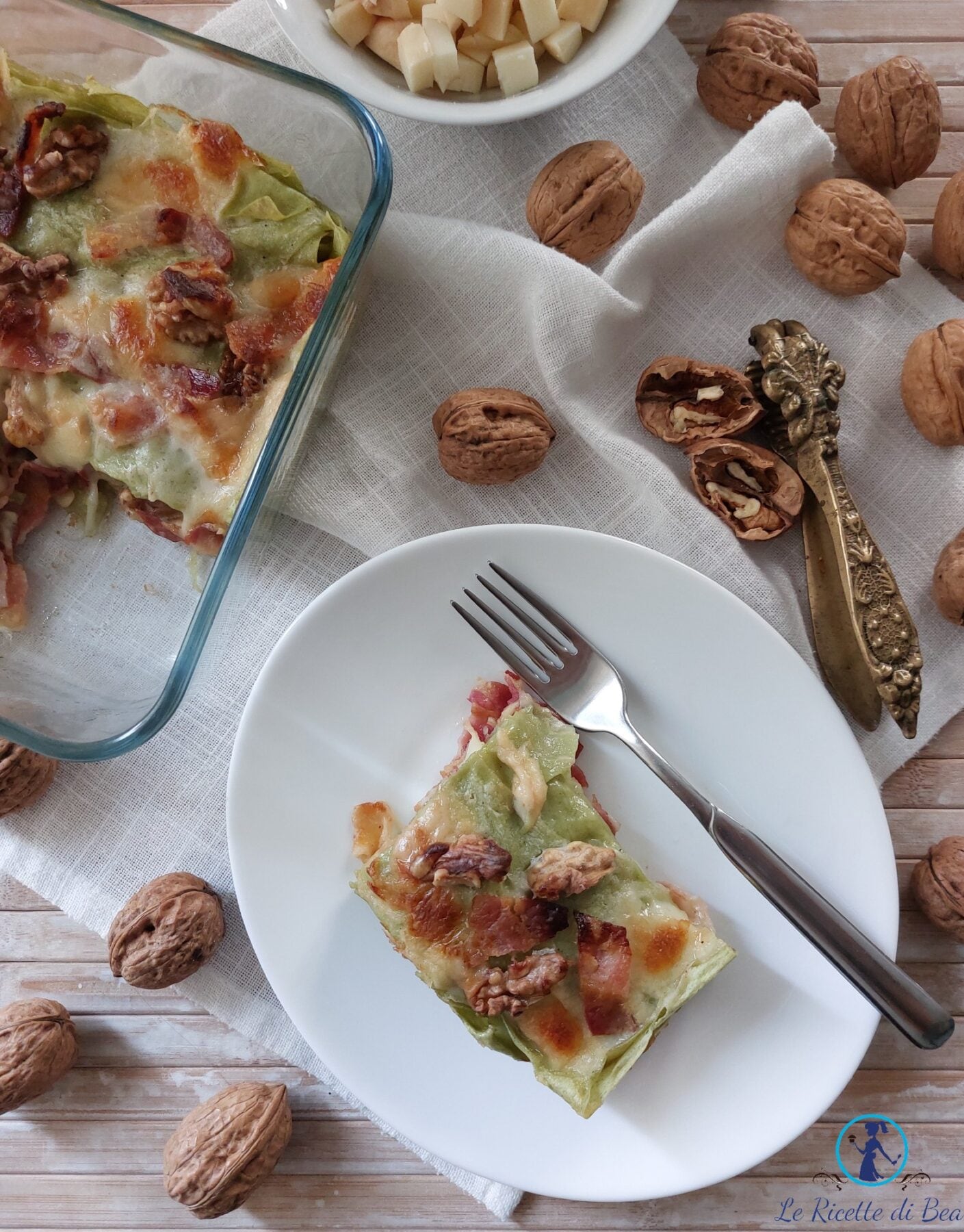 Lasaña Panceta Scamorza y Nueces