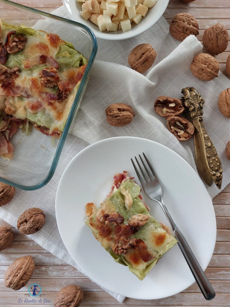 lasañas scamorza nueces y panceta crujiente