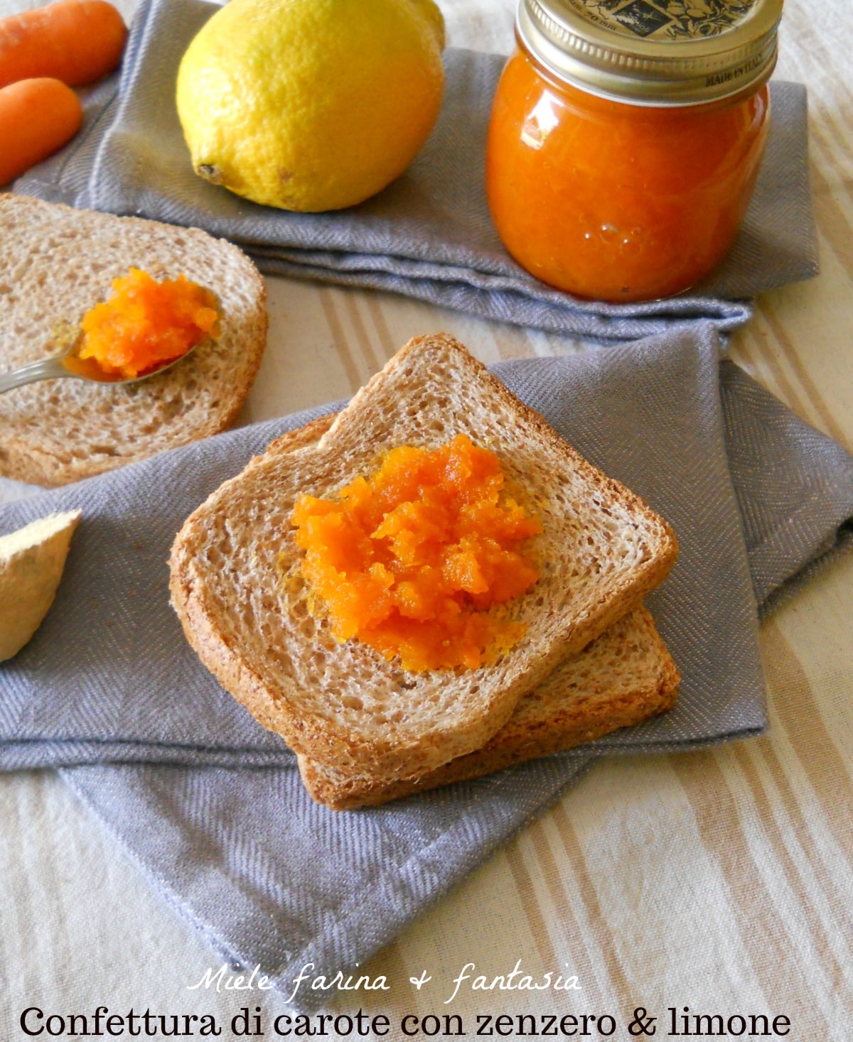 Mermelada de zanahorias con limón y jengibre