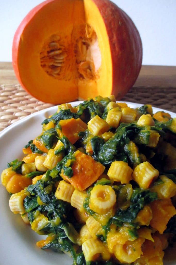Pasta con calabaza, garbanzos y espinacas, Mangia senza Pancia