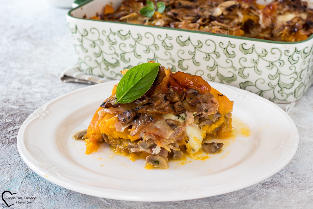 PASTEL DE CALABAZA con jamón y champiñones